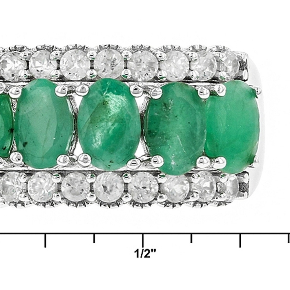 Genuine Earth-mined Emerald & Sterling Silver Ring Sz 7.5! - Picture 6 of 7